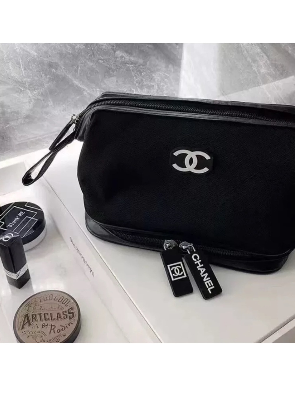 NEW CHANEL VIP GWP Black Nylon Cosmetic Bag